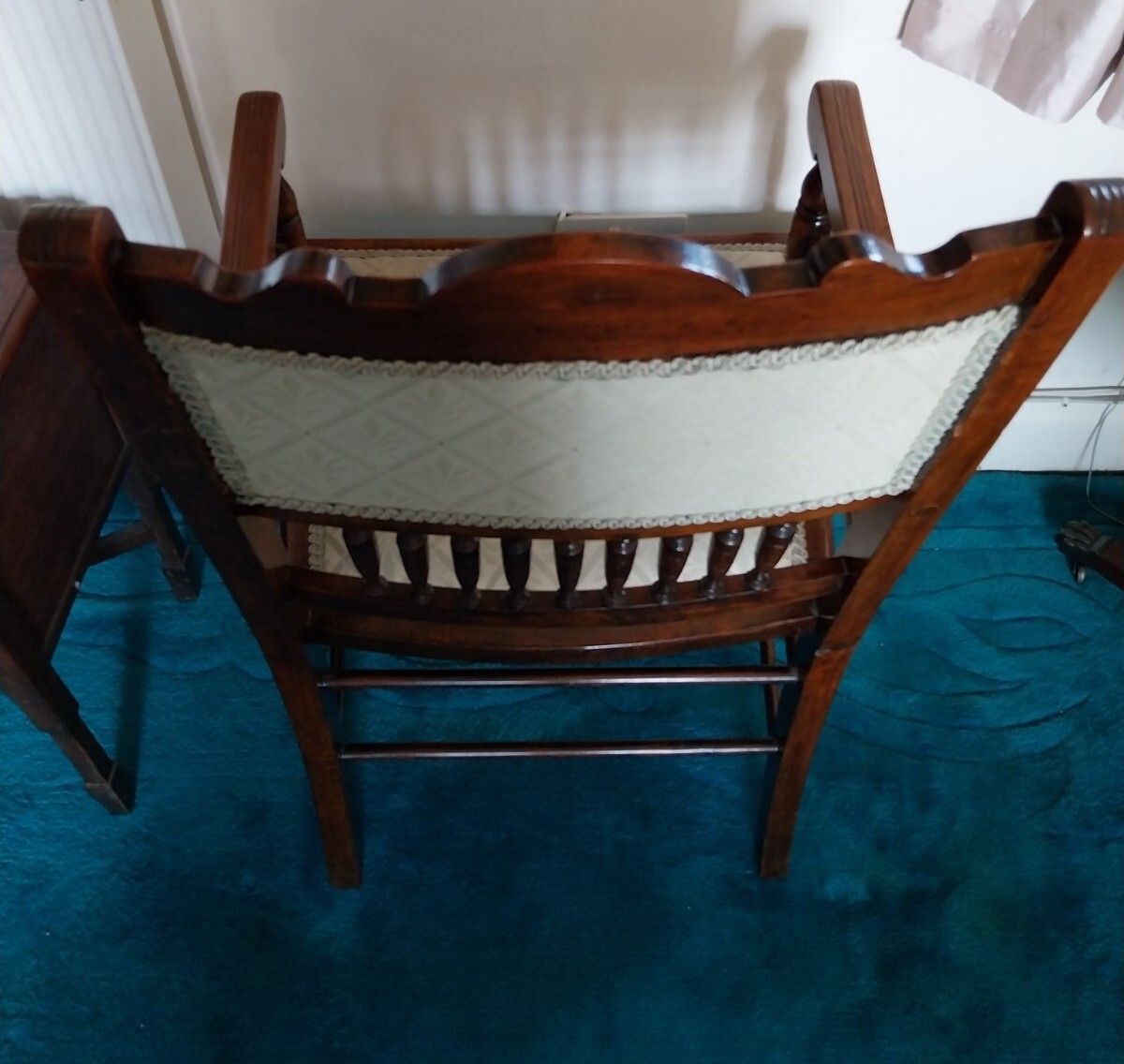Antique Edwardian Mahogany Bobbin Twist Open Arm Chair Bedroom Hall photo for sale
