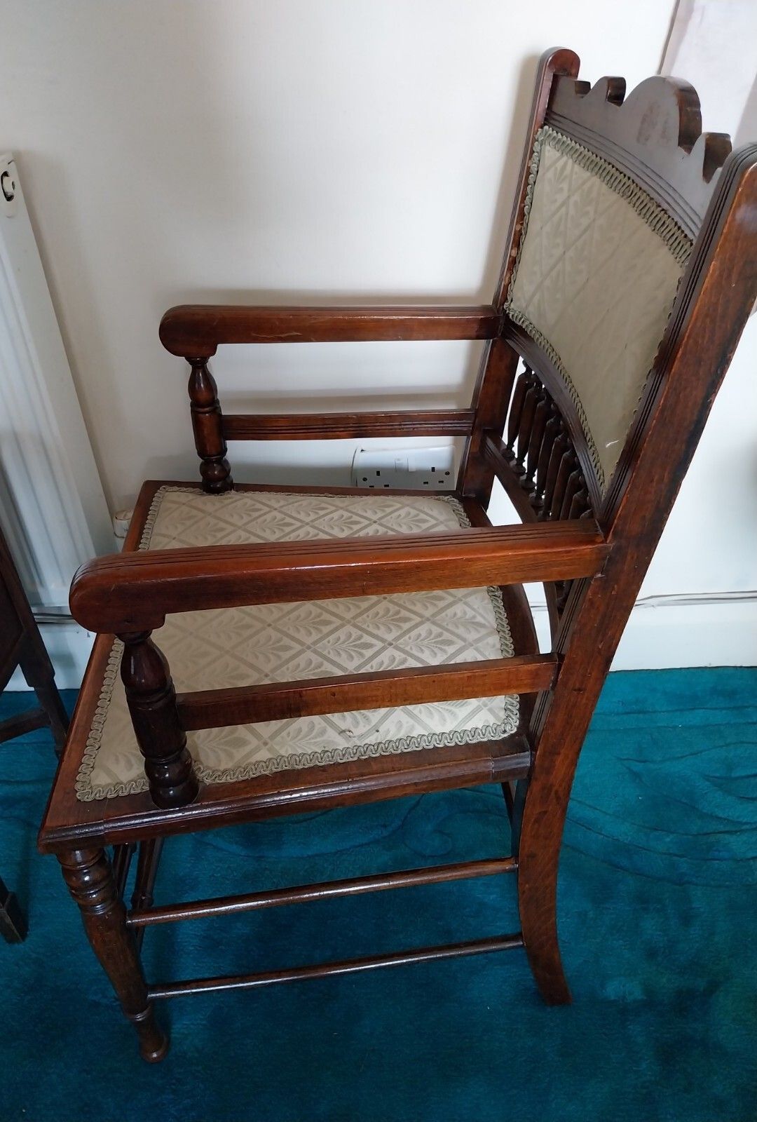 Antique Edwardian Mahogany Bobbin Twist Open Arm Chair Bedroom Hall photo Furniture