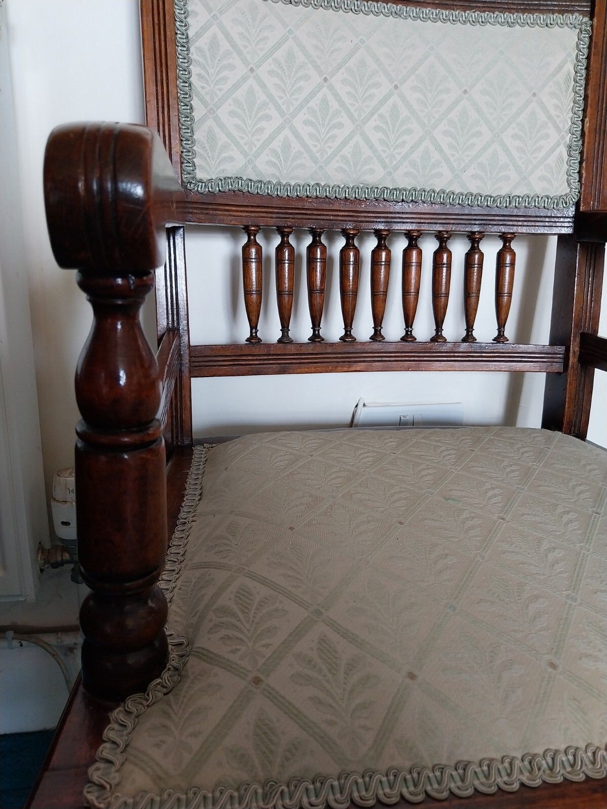 Antique Edwardian Mahogany Bobbin Twist Open Arm Chair Bedroom Hall photo vinterior