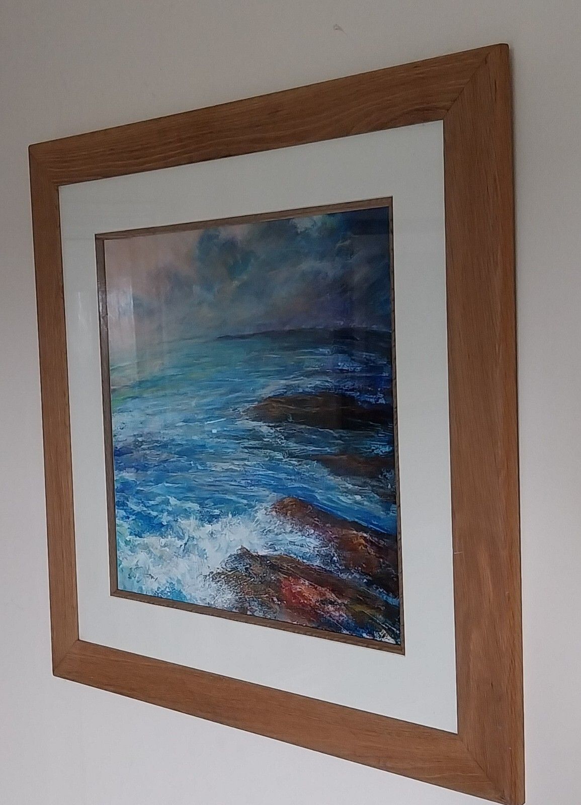Original Mixed Media Seascape Robert J Dutton Beach Seas Yorkshire Coast  Ooak photo furniture
