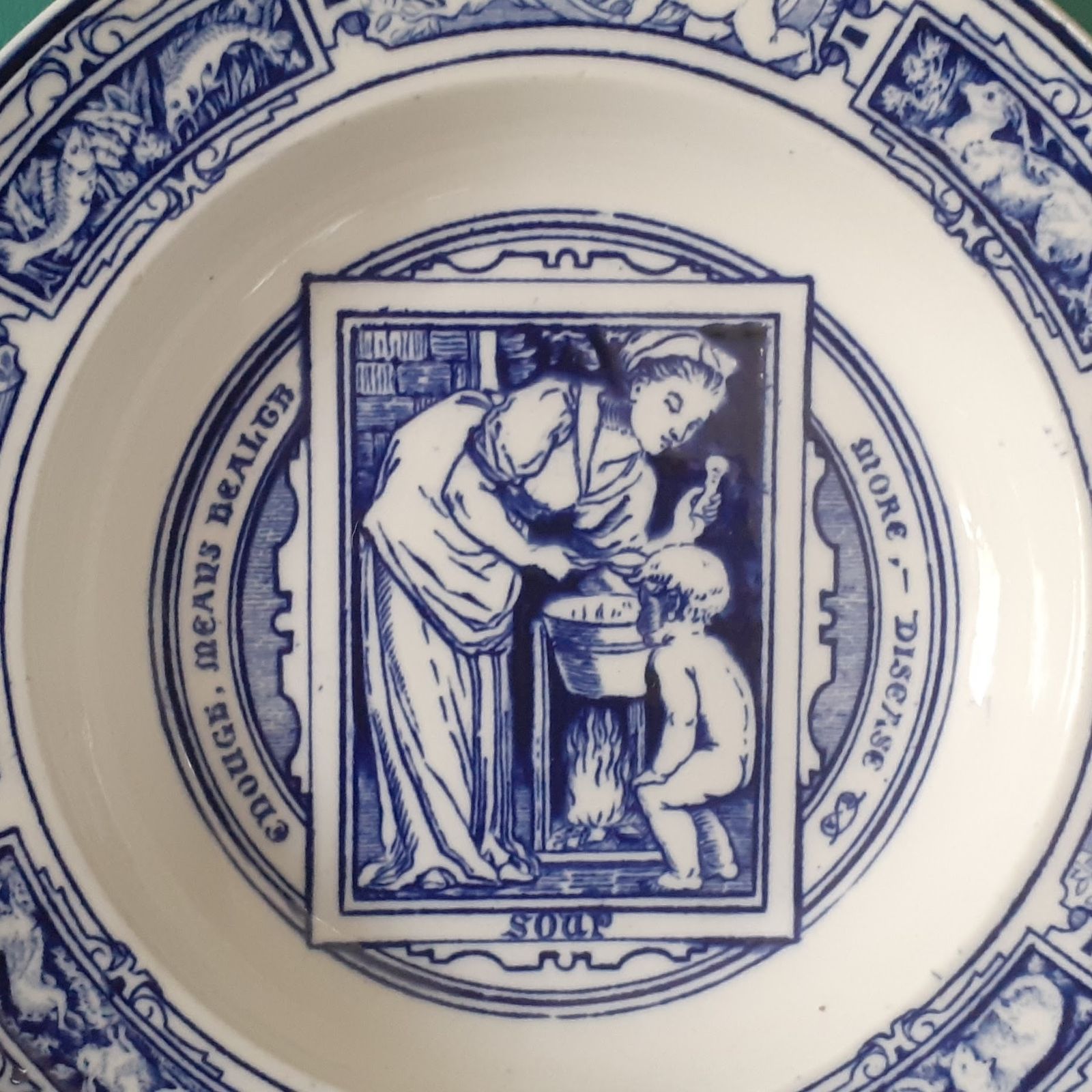 Rare Antique Wedgwood "Banquet" Soup Bowl Pair By Thomas Allen   Blue Transferware photo buy