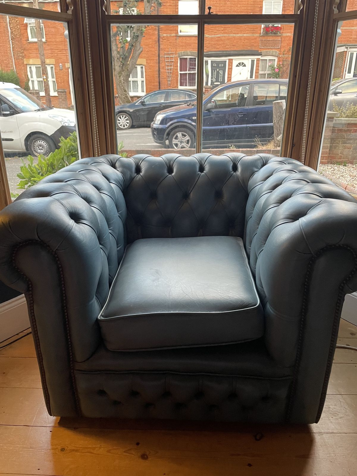 Chesterfield Blue Leather Club Armchair photo 250.0
