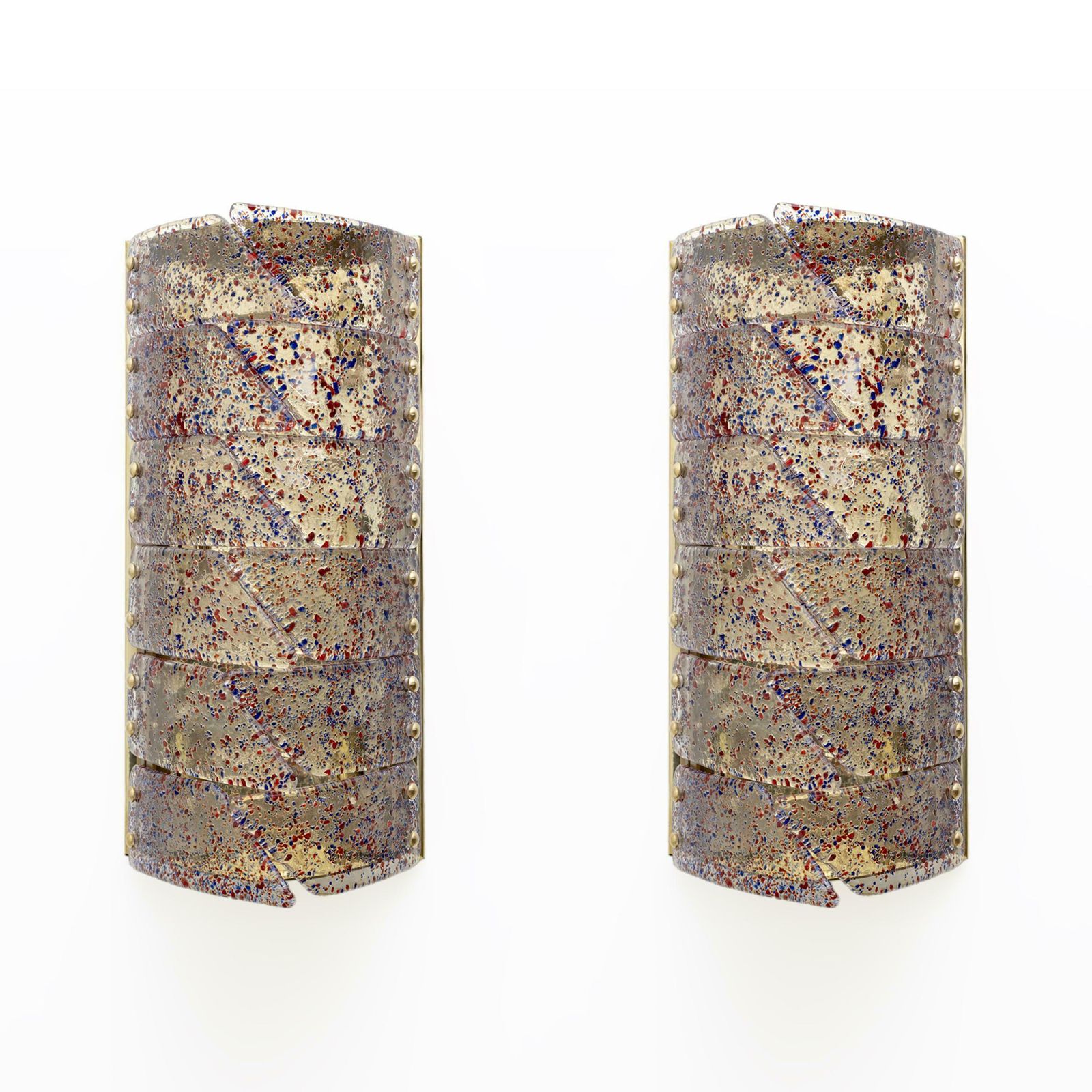 Pair Of Mid Century Modern Style Italian Murano Glass And Brass Sconces photo furniture