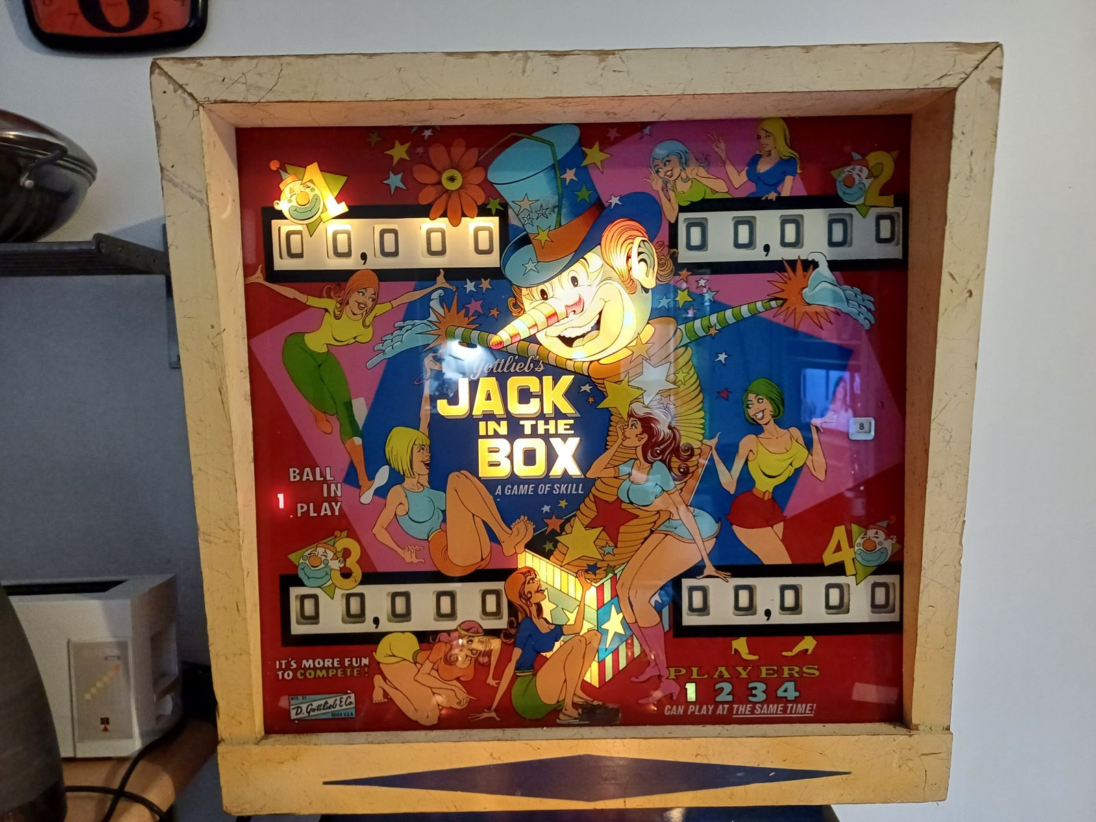 photo vinterior Gottlieb Jack In The Box Pinball Machine 1973
