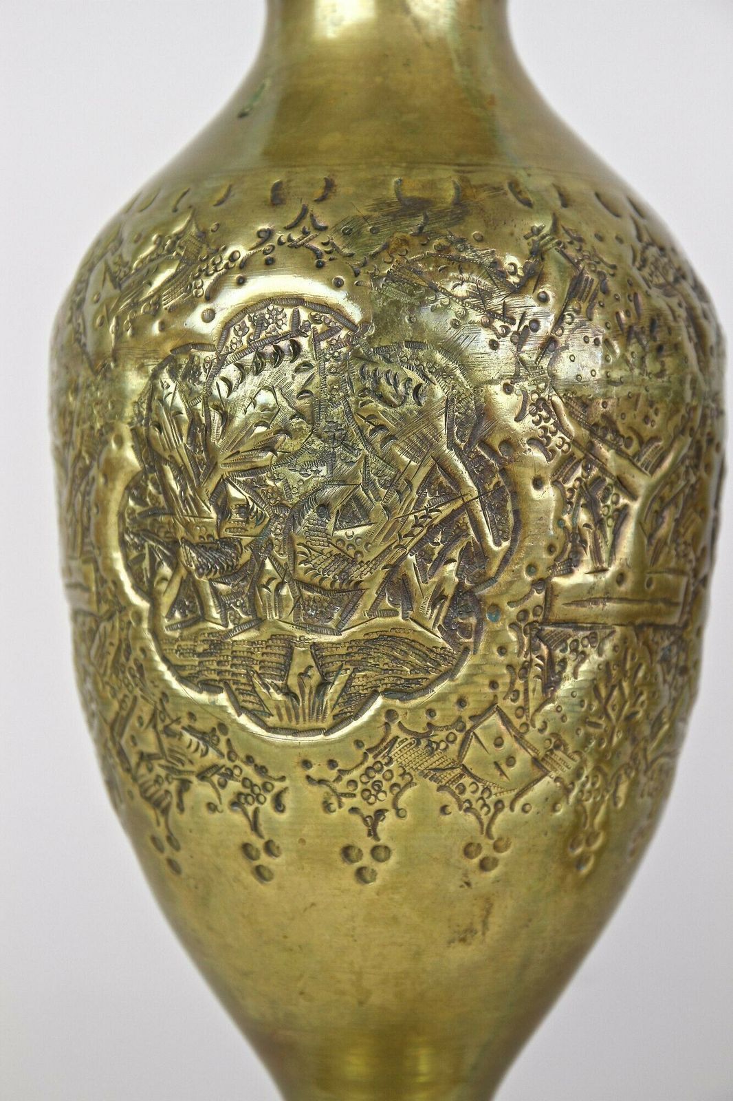 Pair Of 19th Century Biedermeier Chased Brass Vases, Austria Ca. 1860 photo vinterior