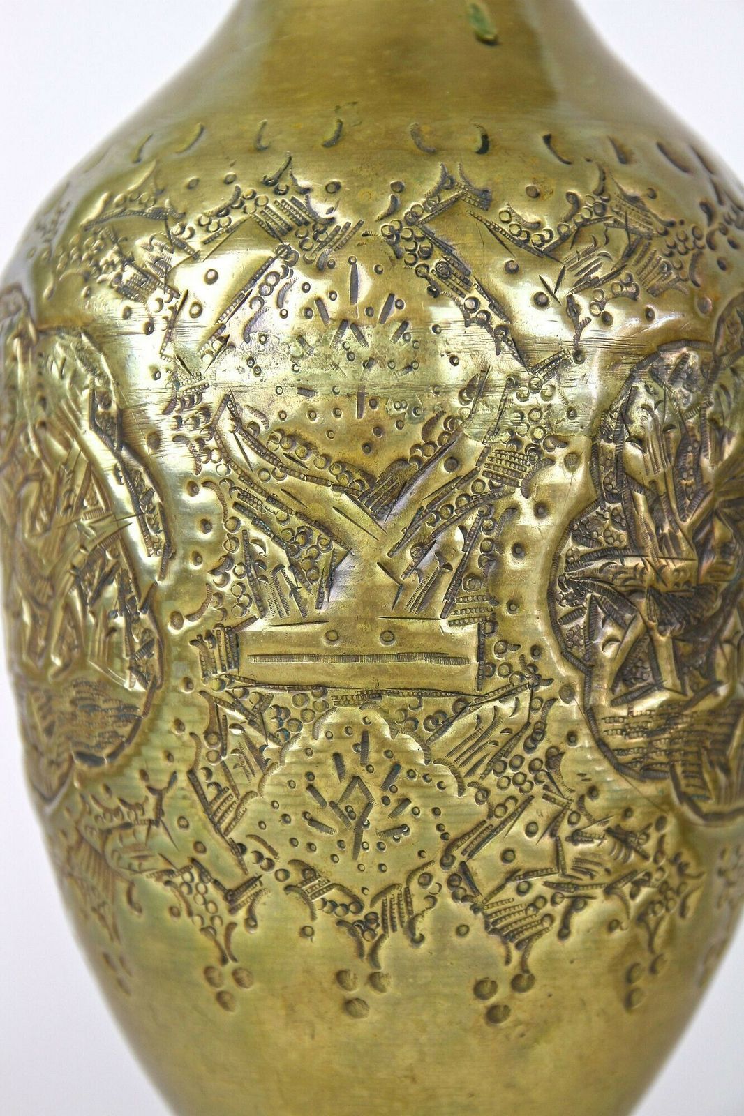 photo buy Pair Of 19th Century Biedermeier Chased Brass Vases, Austria Ca. 1860