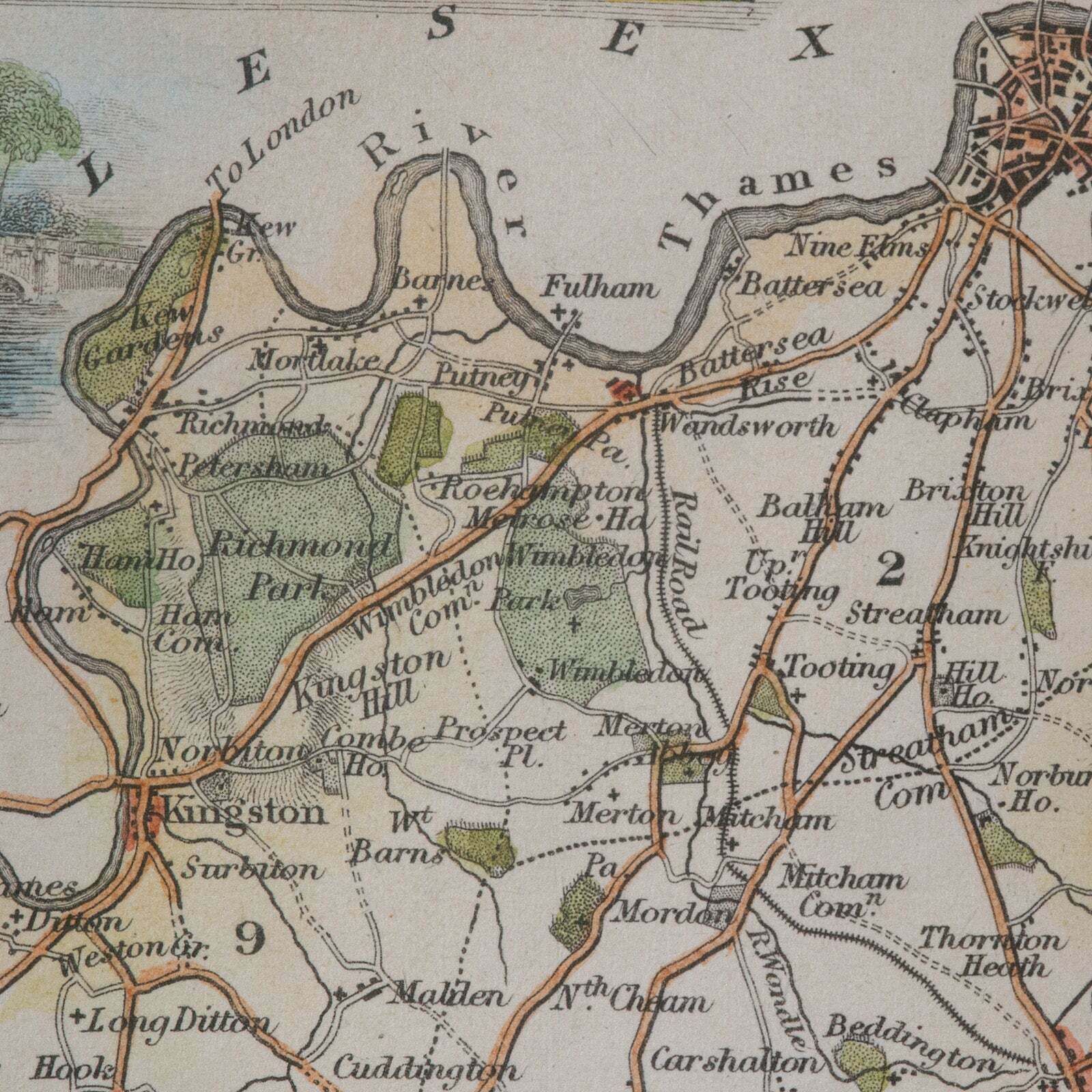 295.0 Antique County Map, Surrey, English, Framed Lithograph, Cartography, Victorian photo