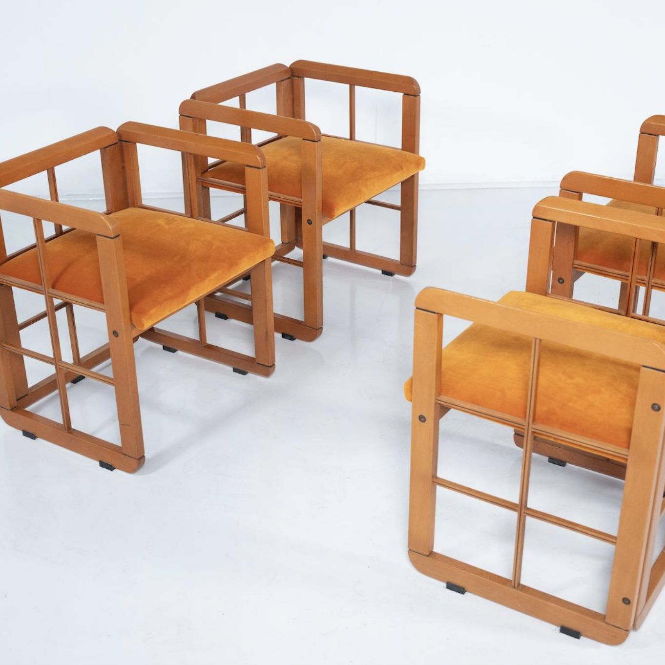 Mid Century Modern Set Of 4 Armchairs By Franco Poldarreti Caccia Alla Volpe, Italy, 1980s photo Furniture