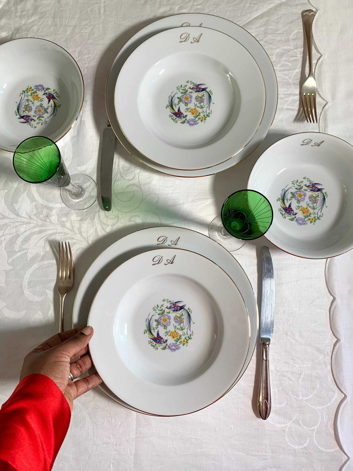 Limoges Bird Of Paradise Set|French Porcelaine Dinner Set|Limoges 4 Place Set