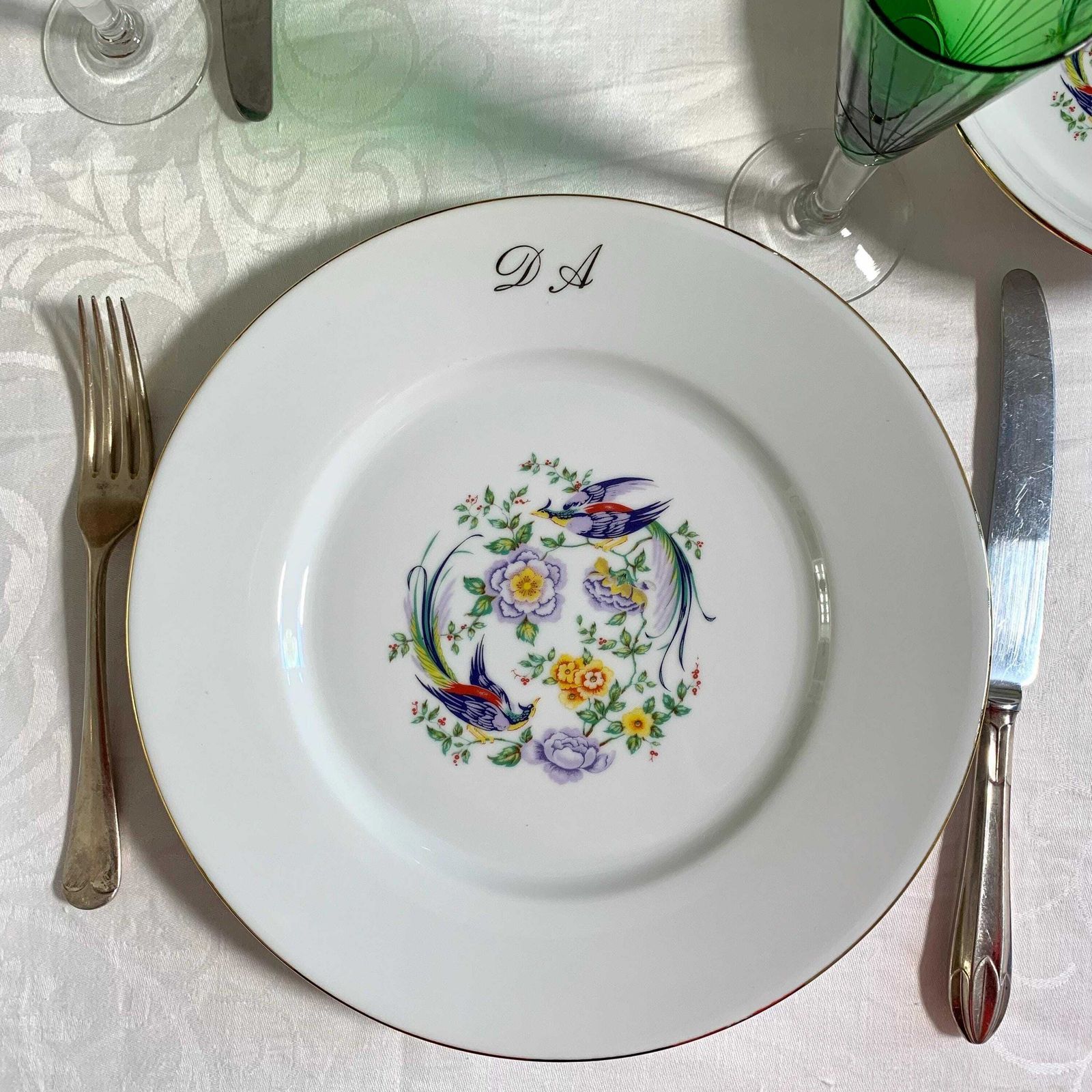 Limoges Bird Of Paradise Set|French Porcelaine Dinner Set|Limoges 4 Place Set photo for sale