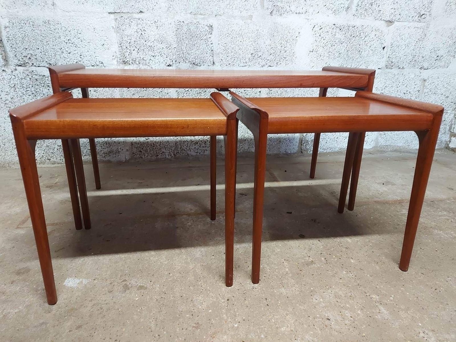 1960s Kurt østervig Teak Coffee Table With Floating Nest Of Tables.