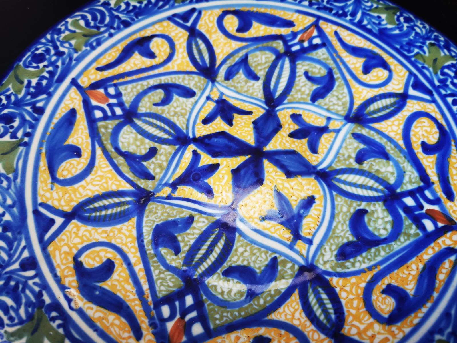 Hand Painted Moorish Spanish Antique Plate Possibly Talavera photo for sale