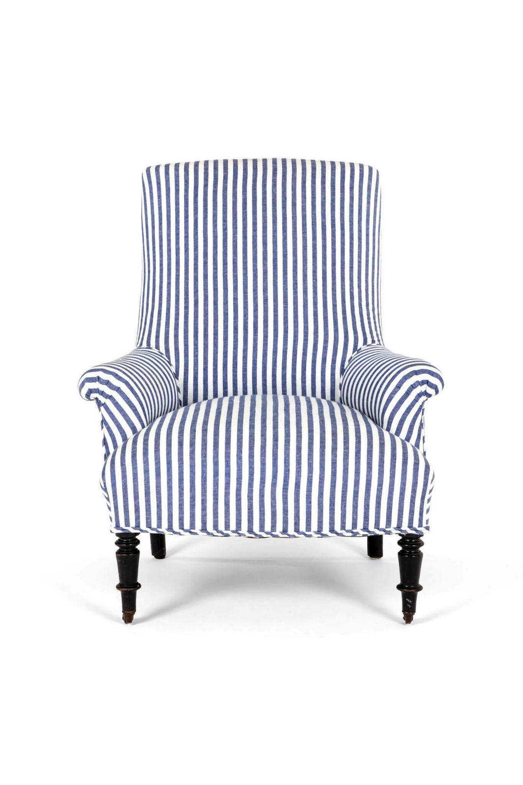 French Armchair In Wide Stripe Linen