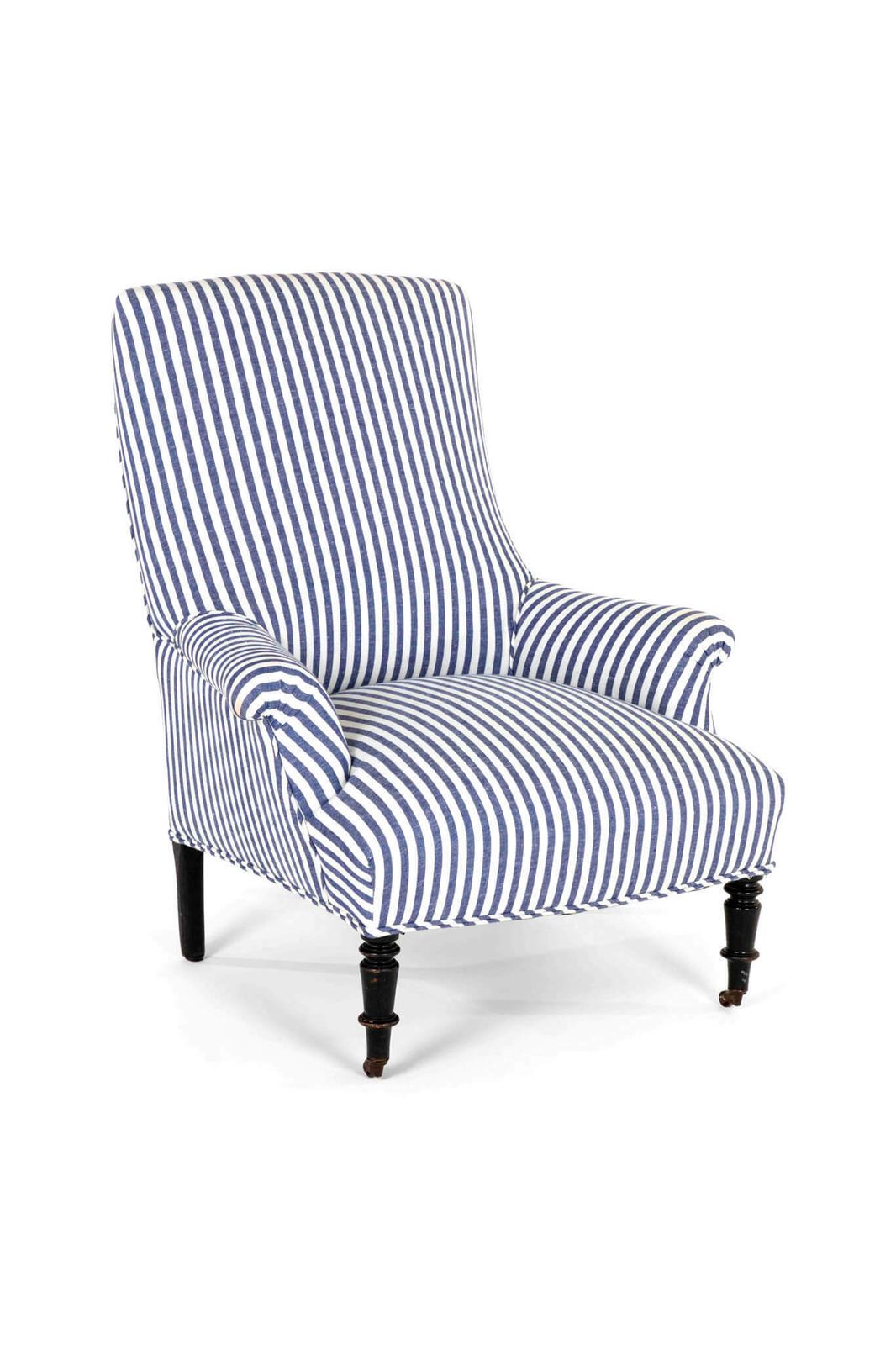 French Armchair In Wide Stripe Linen photo furniture