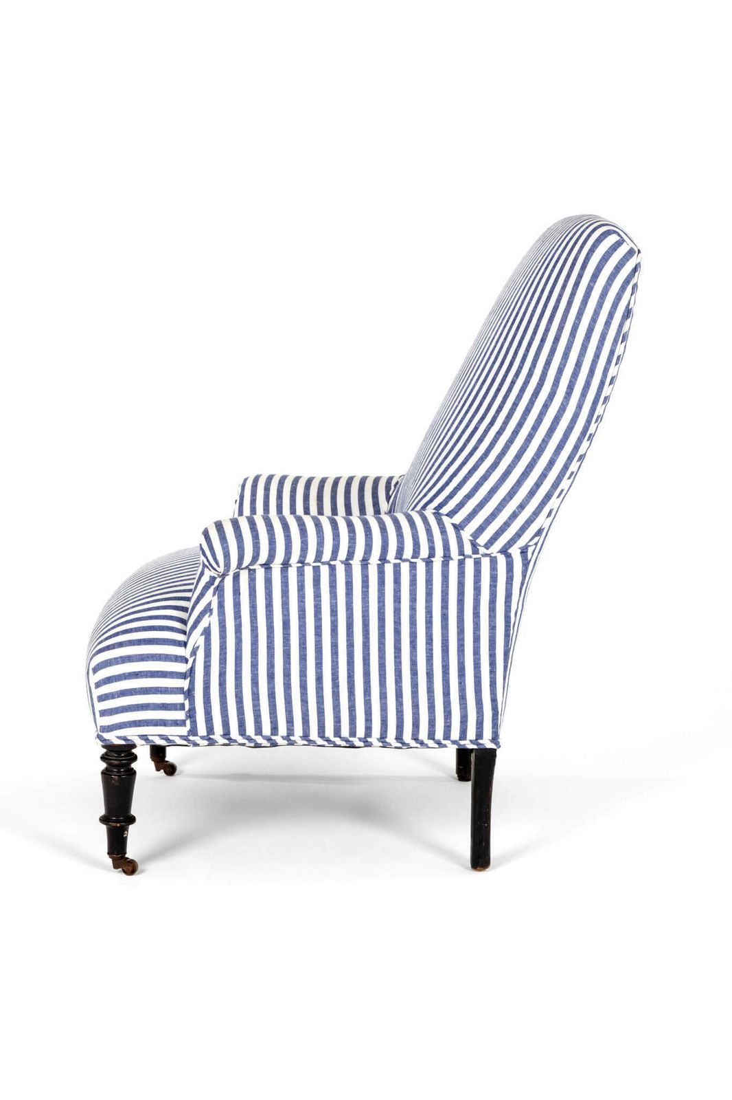 French Armchair In Wide Stripe Linen photo Furniture