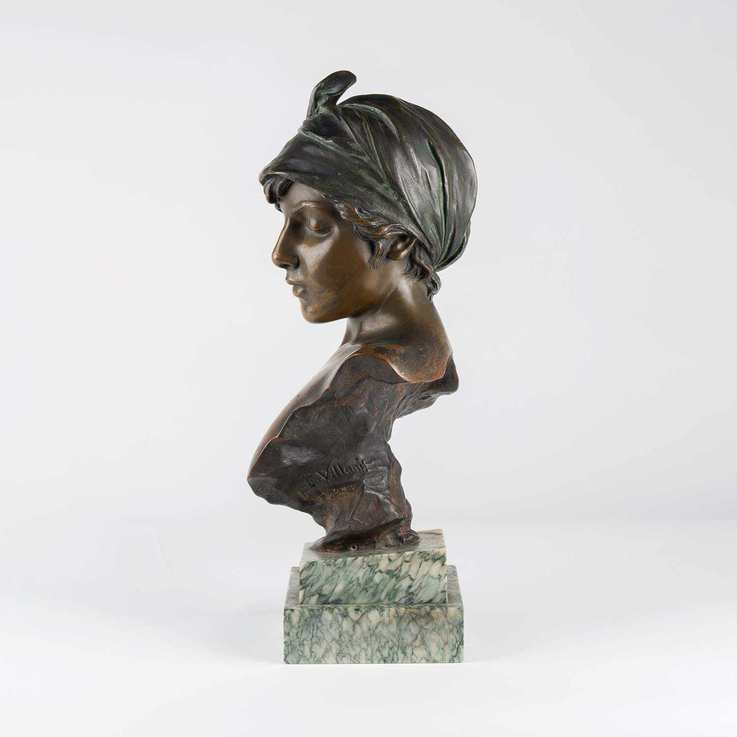 Sculpture In Bronze And Marble Base, Art Nouveau Period, Circa 1900. photo Art