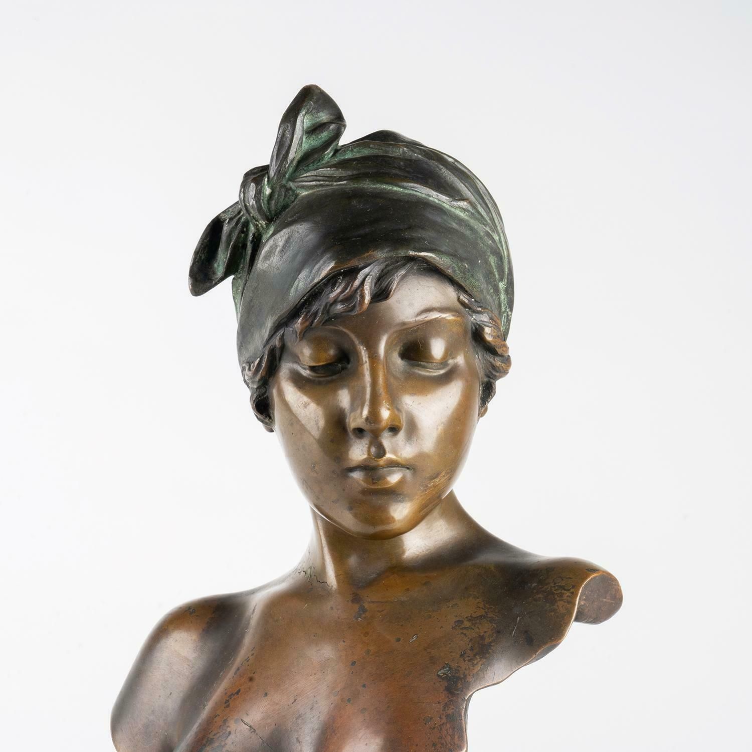 Sculpture In Bronze And Marble Base, Art Nouveau Period, Circa 1900. photo buy