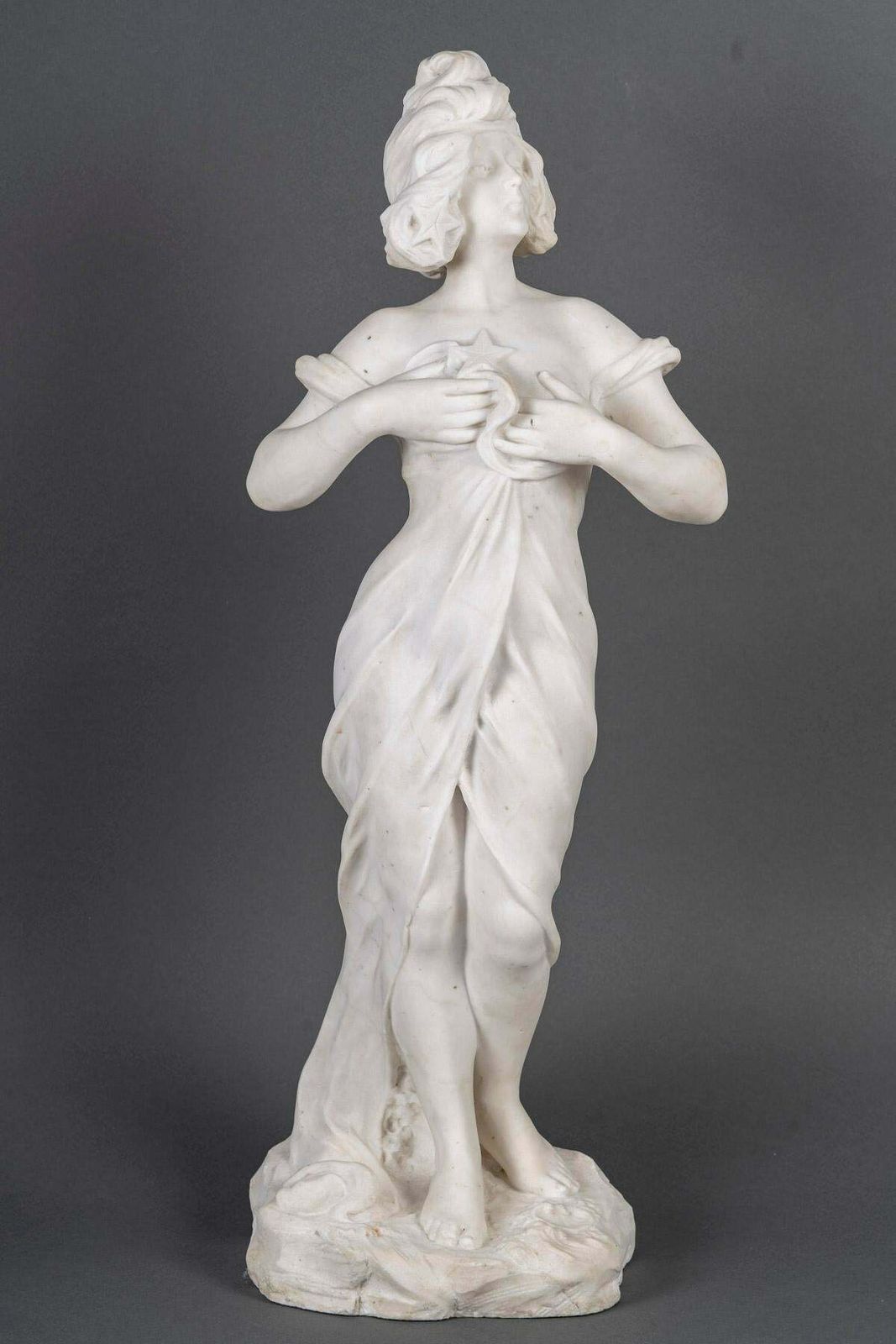 Art Nouveau White Marble Sculpture, Circa 1900. photo Art