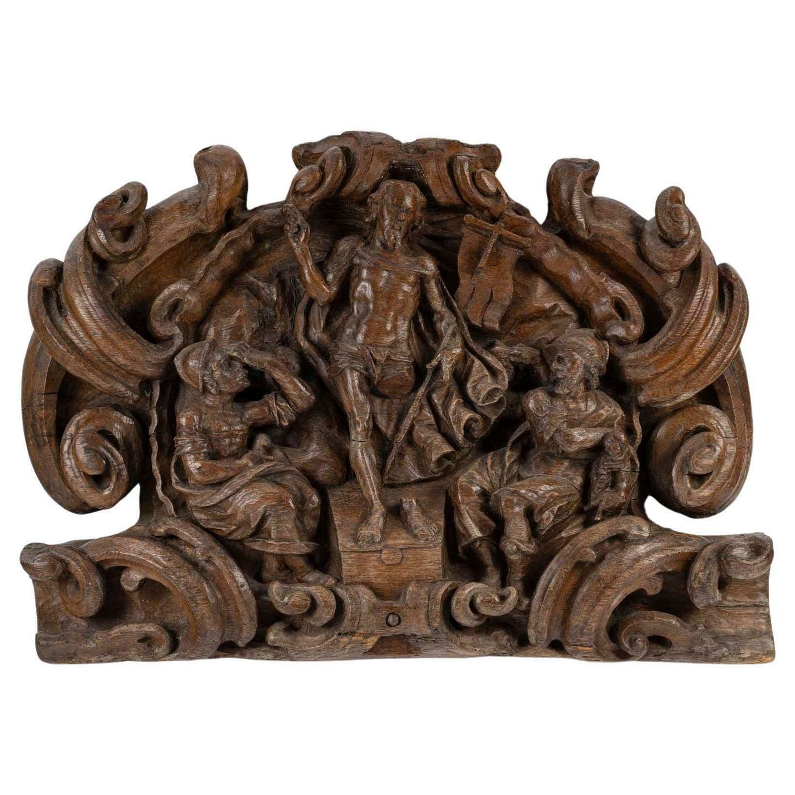 Oak Sculpture Of Christ Emerging From The Tomb, Surrounded By Roman Soldiers.