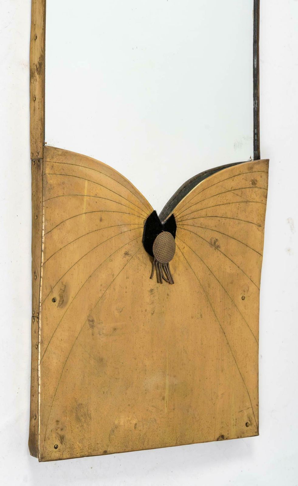 Art Nouveau Period Mirror In Wood Covered With Antique Trimmings And Embroidery. photo buy