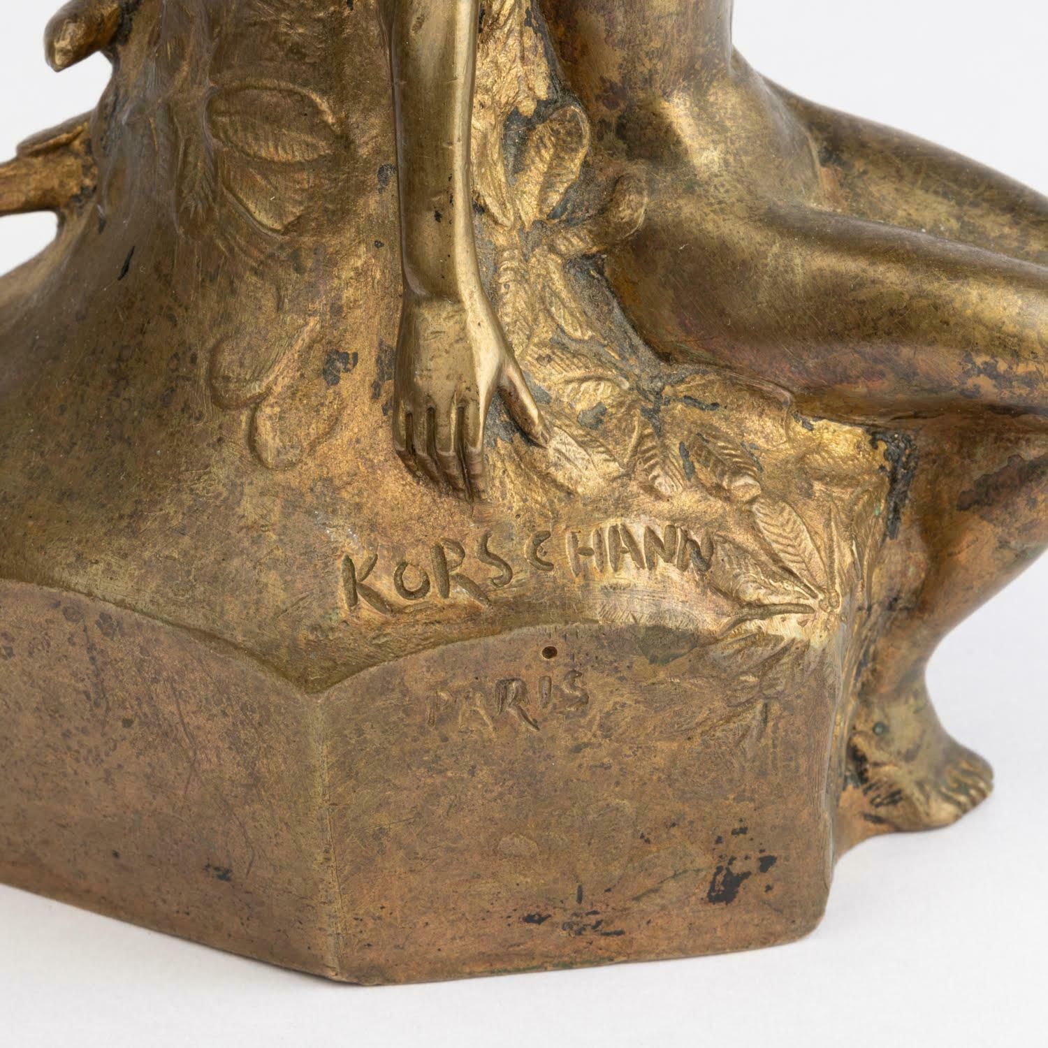 Art Nouveau Period Table Lamp Base, Circa 1900 Signed By Charles Korschann. photo Lighting
