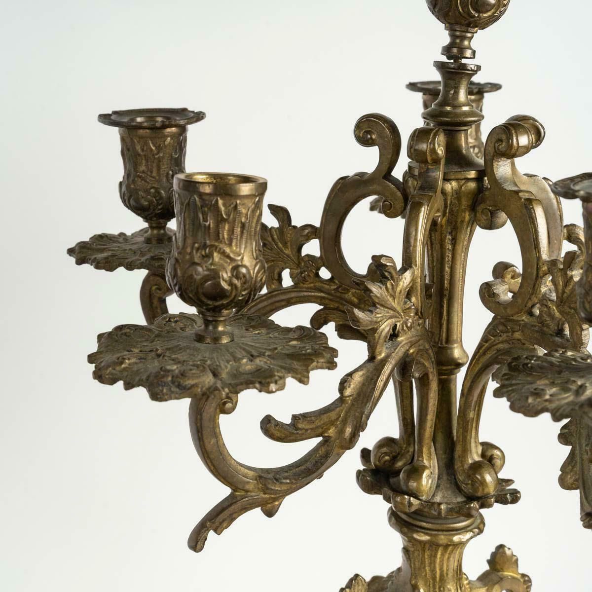 An Important Pair Of Bronze Candelabra From The 19th Century. photo for sale