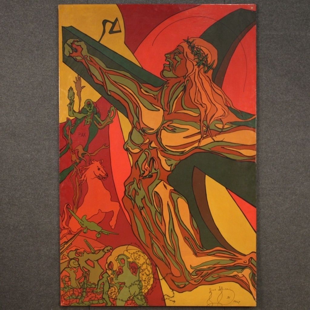 Italian Surrealist Painting Crucifixion photo Art