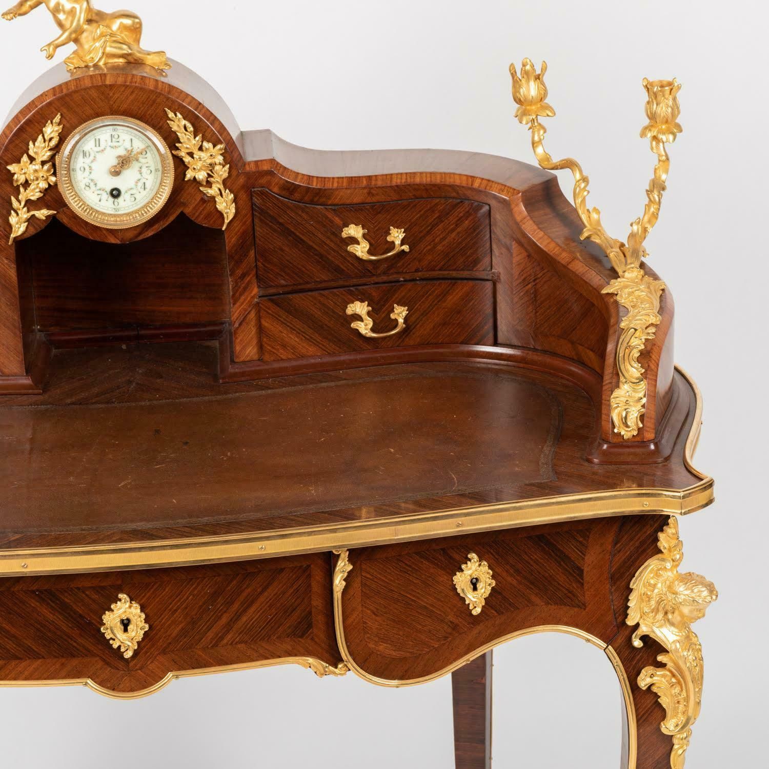 A 19th Century Lady's Desk In Marquetry And Gilt Bronze, Louis XV Style. photo for sale