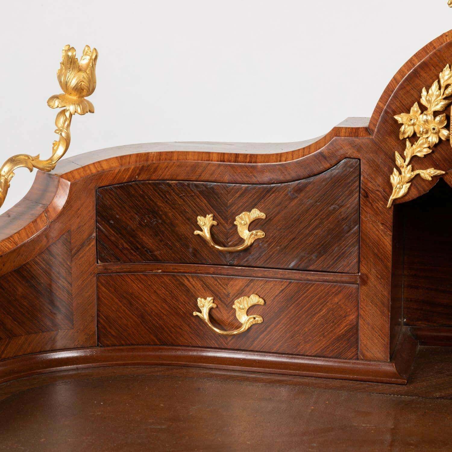 A 19th Century Lady's Desk In Marquetry And Gilt Bronze, Louis XV Style. photo vintage