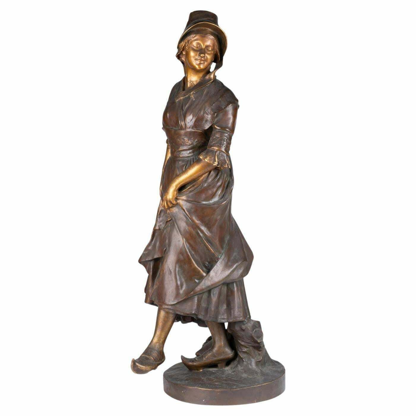 Sculpture In Patinated Bronze Signed Antonin Mercié, 19th Century.