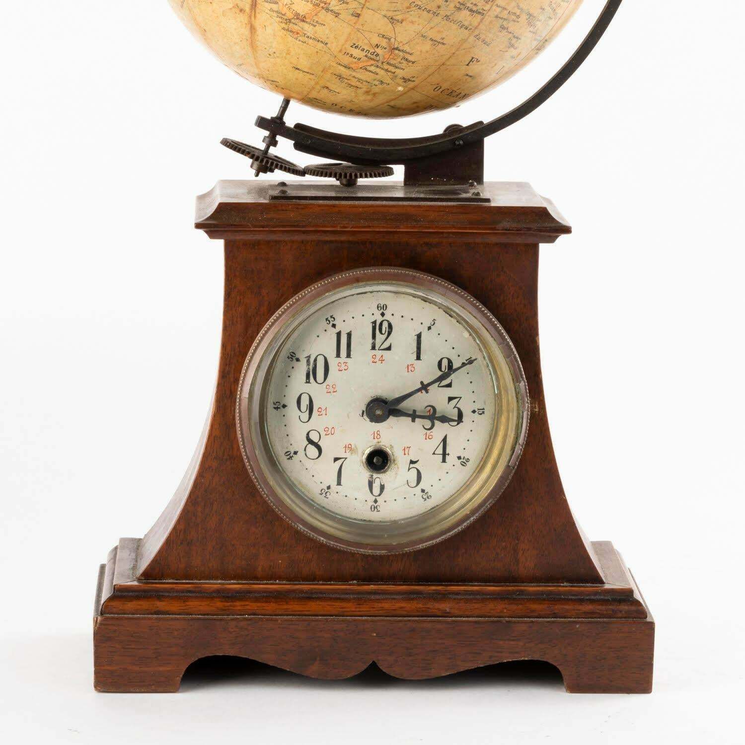 Home Decor 19th Century Clock Surmounted By A Globe, Napoleon III Period. photo