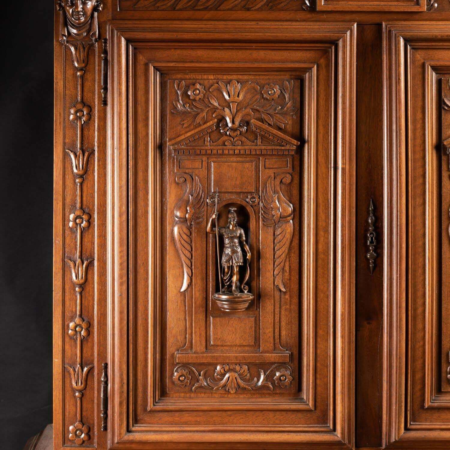 Renaissance Style Cabinet In Carved Walnut, 19th Century. photo for sale