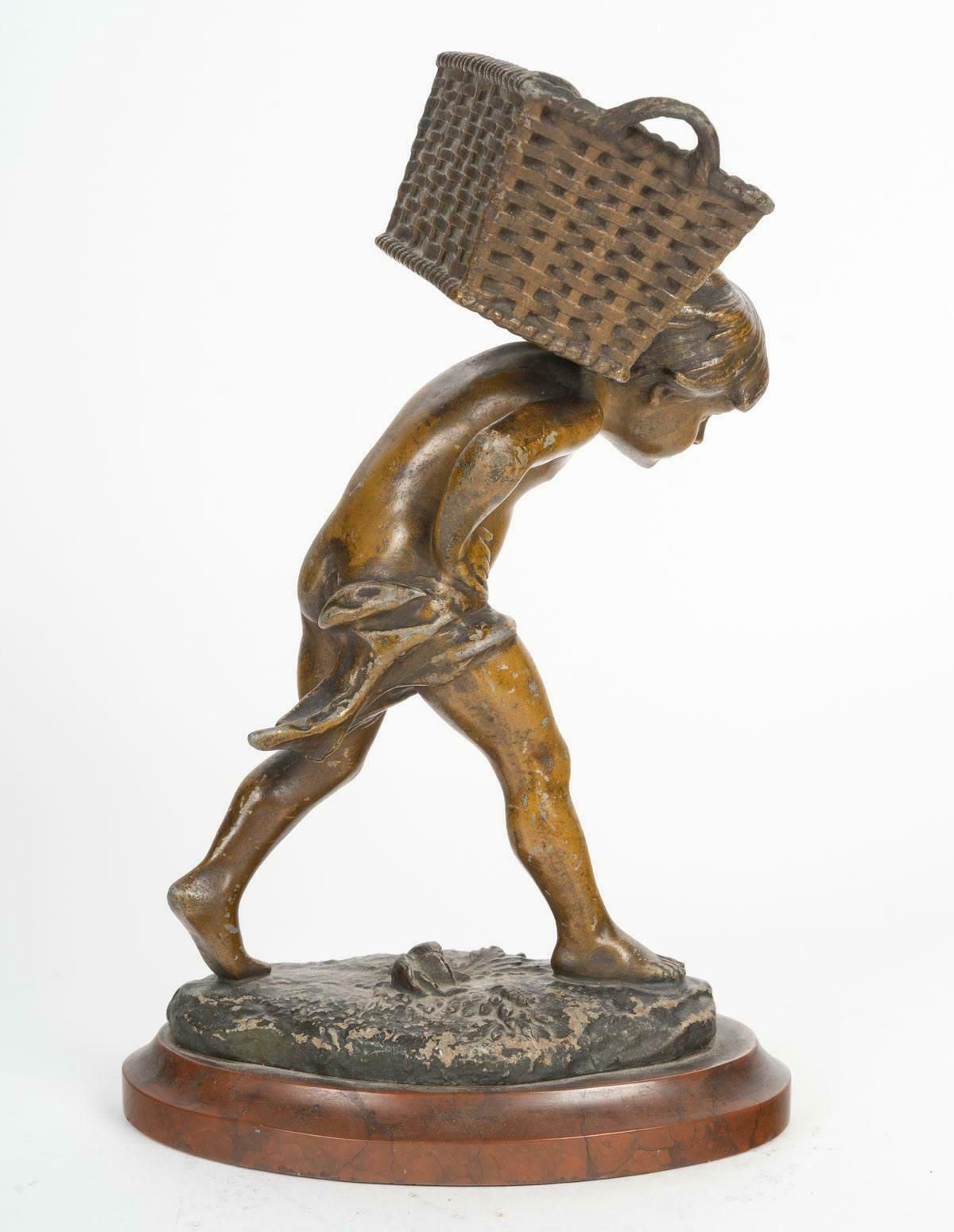 Regule Sculpture, Griotte Marble Base, 19th Century, Napoleon III Period. photo furniture