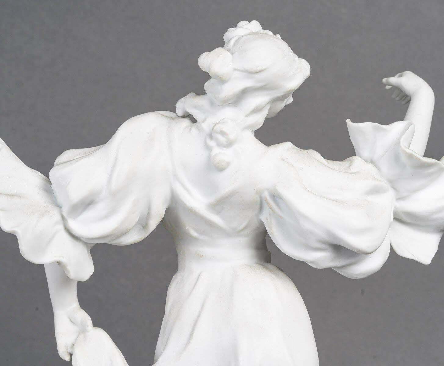 Pair Of Biscuit Sculptures, 1900, On An Attractive Gilded Carved Wood Base. photo vinterior