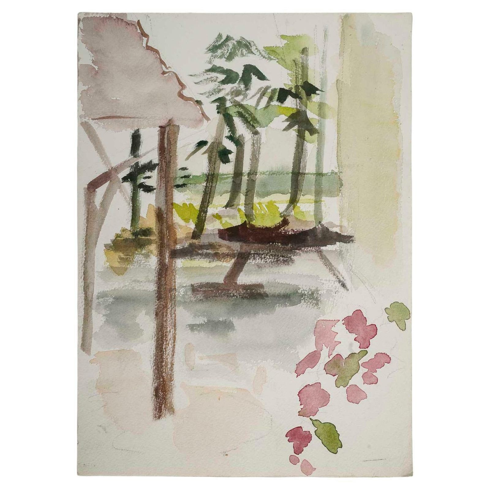 Watercolour In The Asian Style, 20th Century.