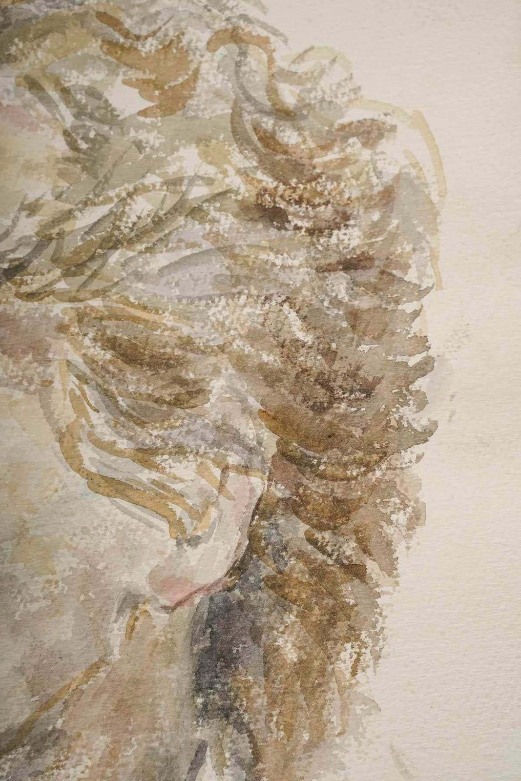 Watercolour Portrait Of A Man By Evelyne Luez, 20th Century. photo for sale