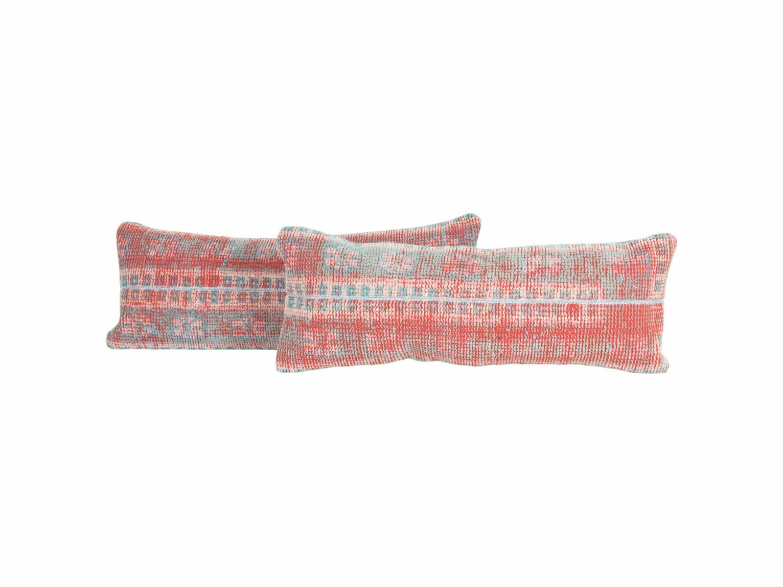 Turkish Oushak Pillow Cover, Set Of Two Red Queen Boho Woven Bedding Kilim Pillow Cover, Oversize Turkish Carpet  14'' X 35''
