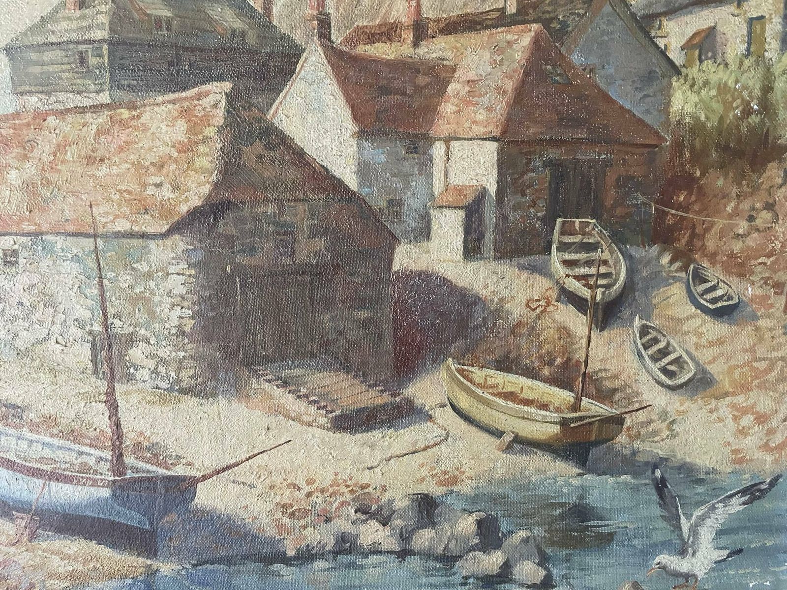 photo for sale Daphne Padden   Cornish Harbour 1948   Oil On Canvas   St Ives Cornwall Fishing