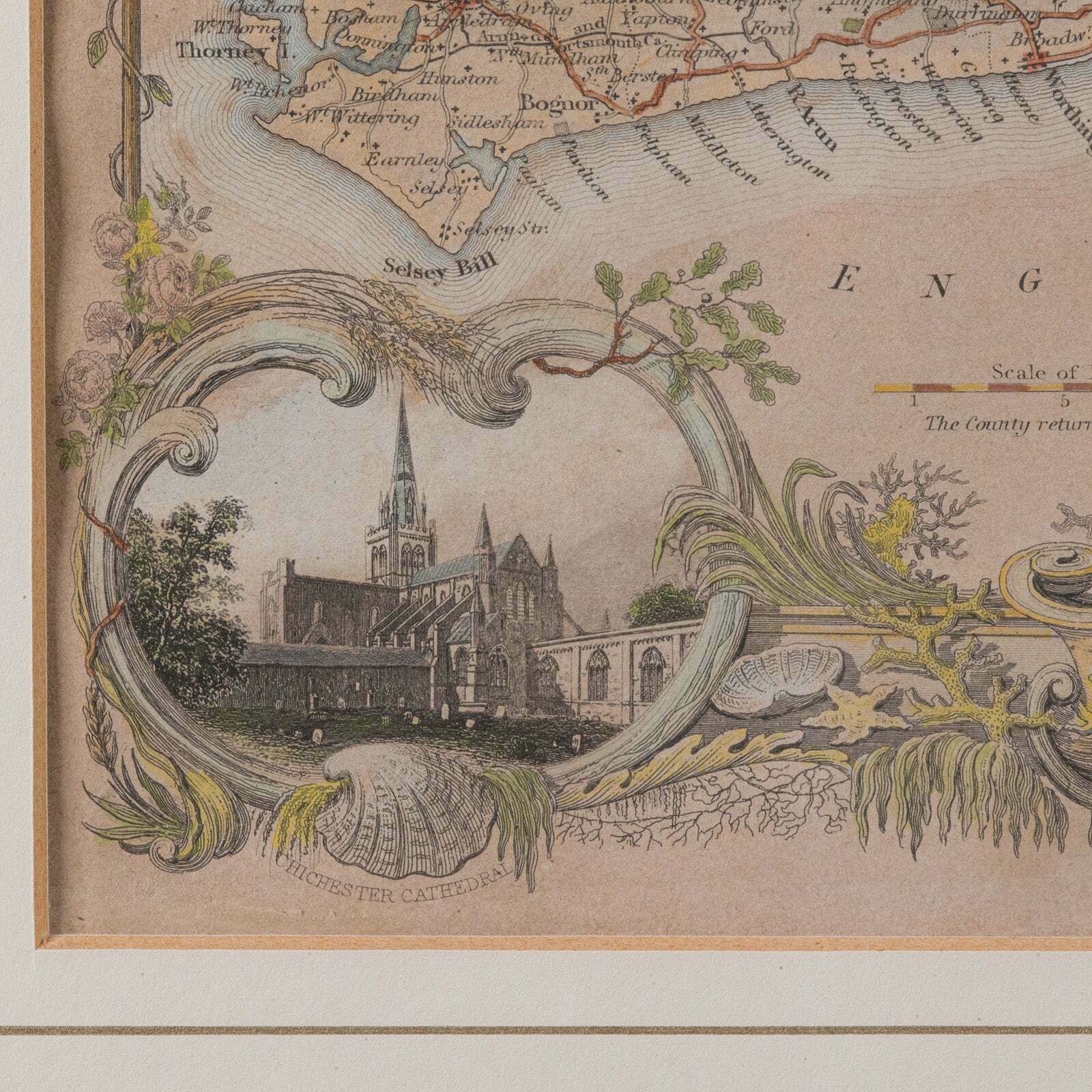 Antique County Map, Sussex, English, Framed Lithography, Cartography, Victorian photo vintage