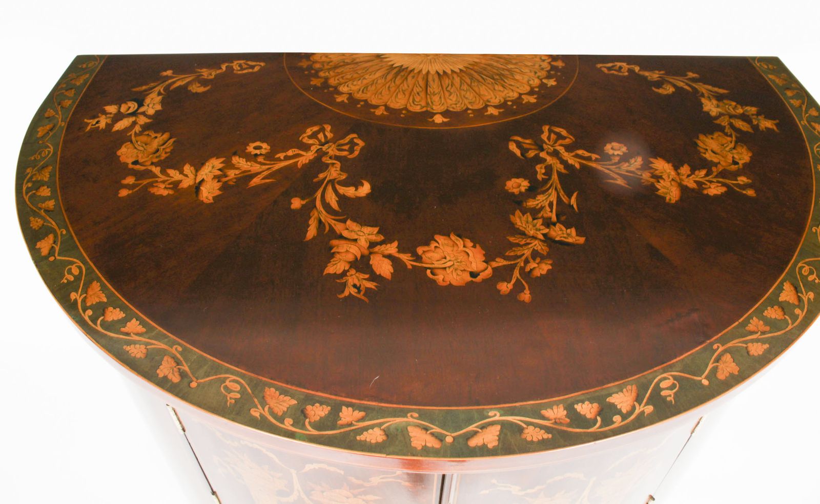 Victorian Marquetry Demi Lune Cabinet 19th Century photo Furniture