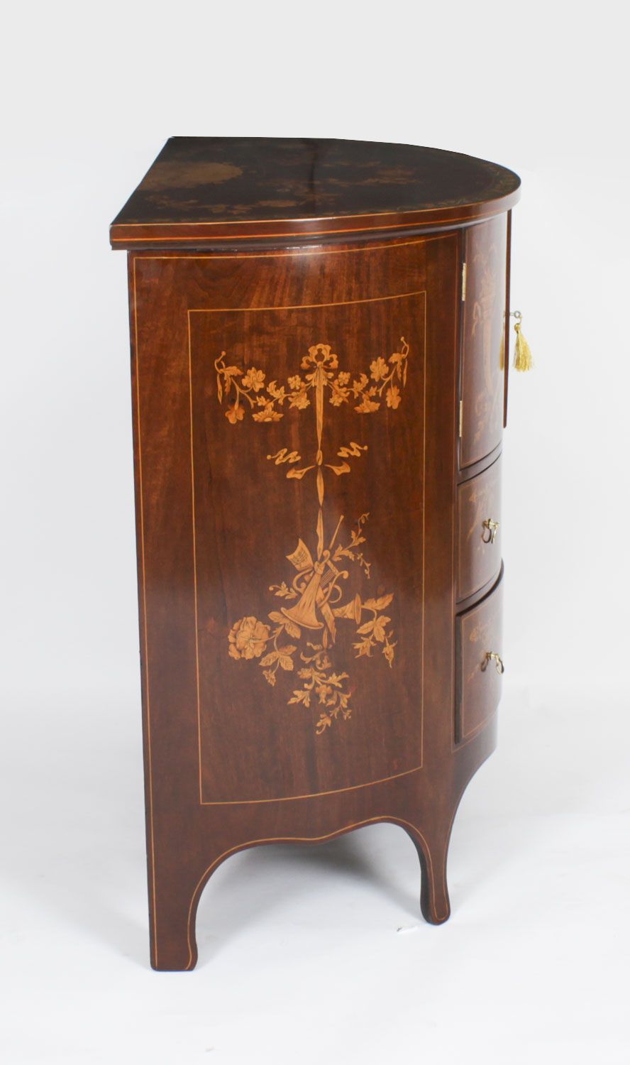 photo vintage Victorian Marquetry Demi Lune Cabinet 19th Century