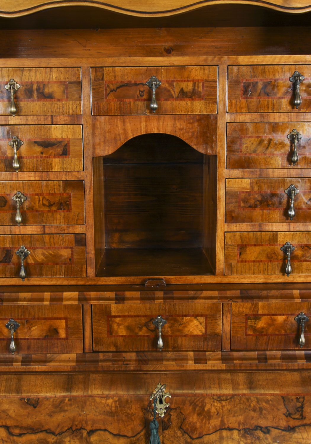 Antique Italian Venetian Burr Walnut Bureau Bookcase  19th Century photo vinterior
