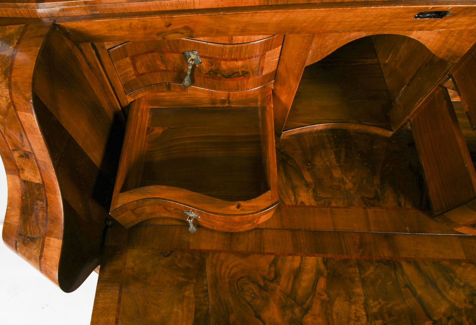 photo buy Antique Italian Venetian Burr Walnut Bureau Bookcase  19th Century