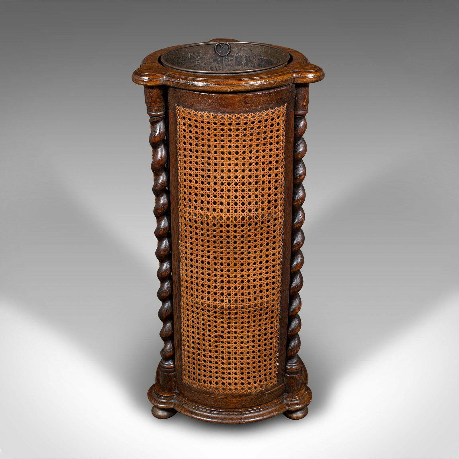 Antique Cylindrical Stick Stand, English, Oak, Reception, Umbrella, Edwardian photo for sale