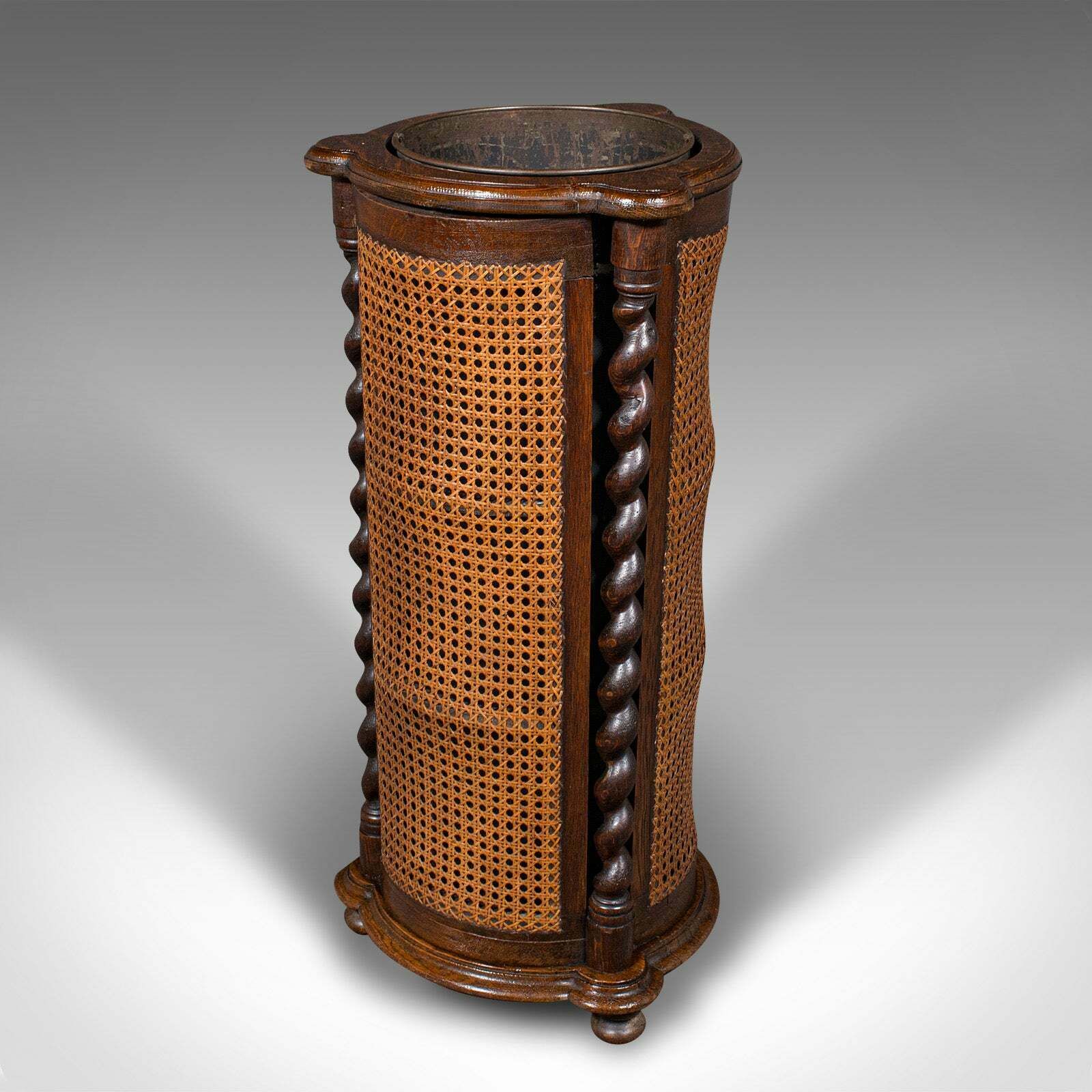 Antique Cylindrical Stick Stand, English, Oak, Reception, Umbrella, Edwardian photo Home Decor