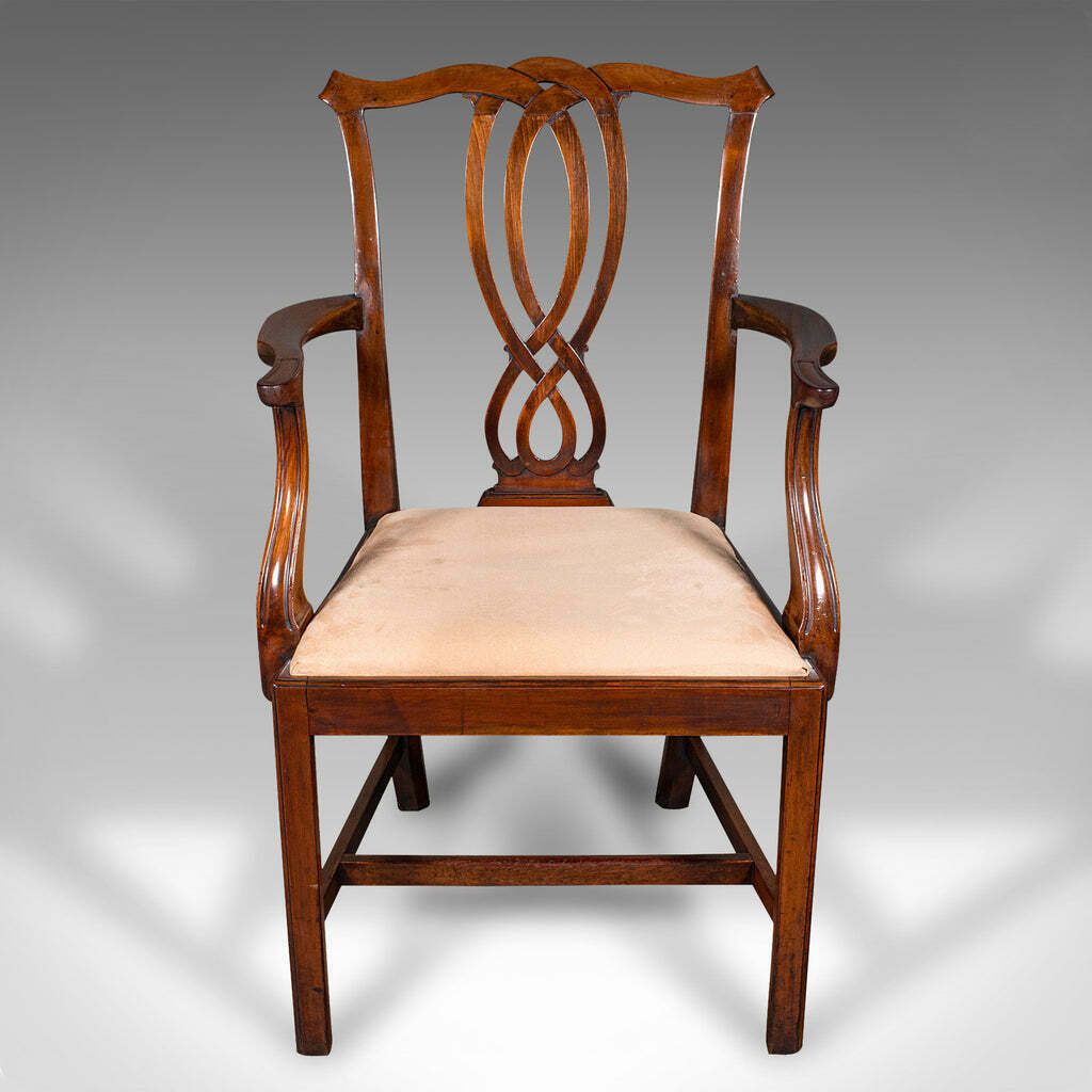 Antique Drawing Room Elbow Chair, English, Carver, Chippendale Taste, Georgian photo furniture