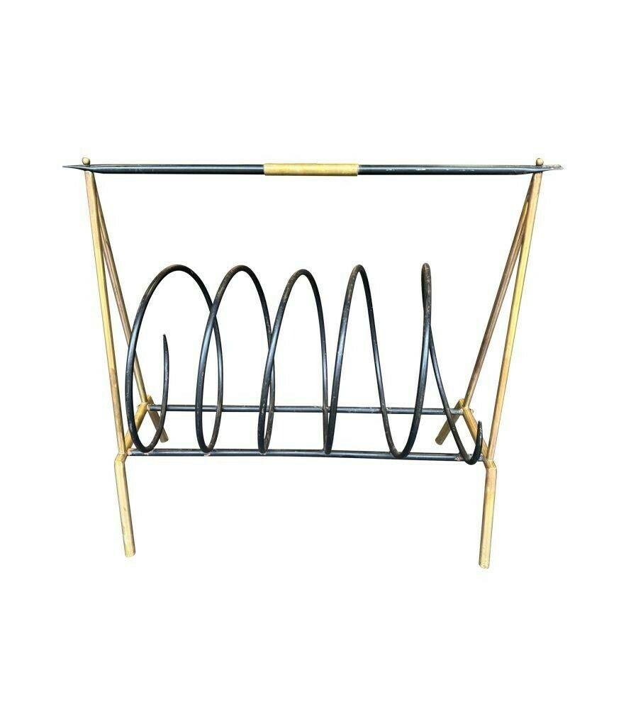 photo furniture An Unusual Italian 1950s Brass And Black Lacquered Spiral Magazine Rack