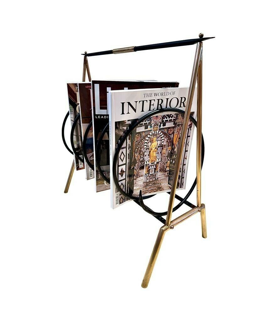 photo buy An Unusual Italian 1950s Brass And Black Lacquered Spiral Magazine Rack