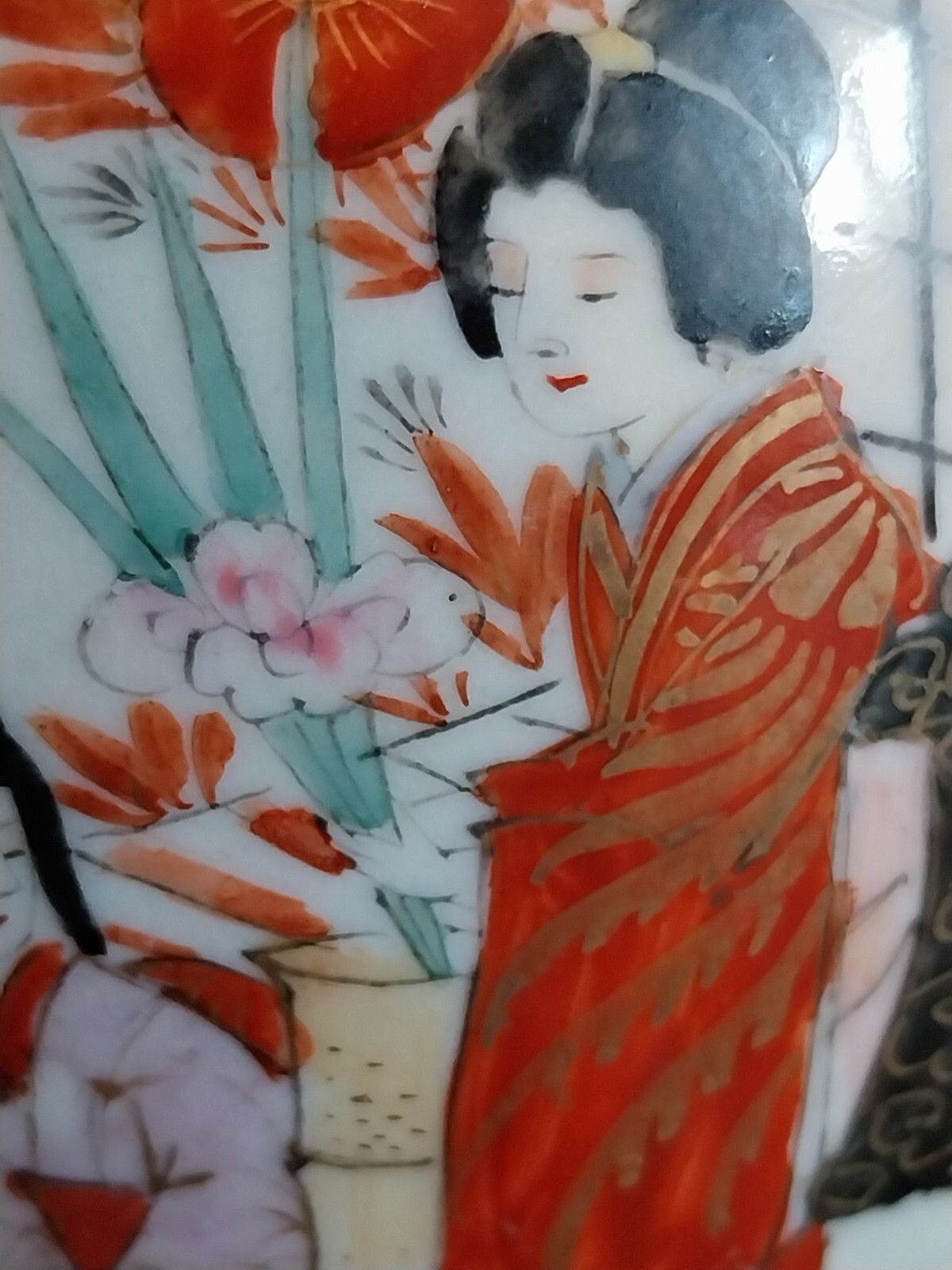 50.0 Antique Japanese Kutani Tea Pot With Porcelain Strainer Infuser Rare 19 Century photo