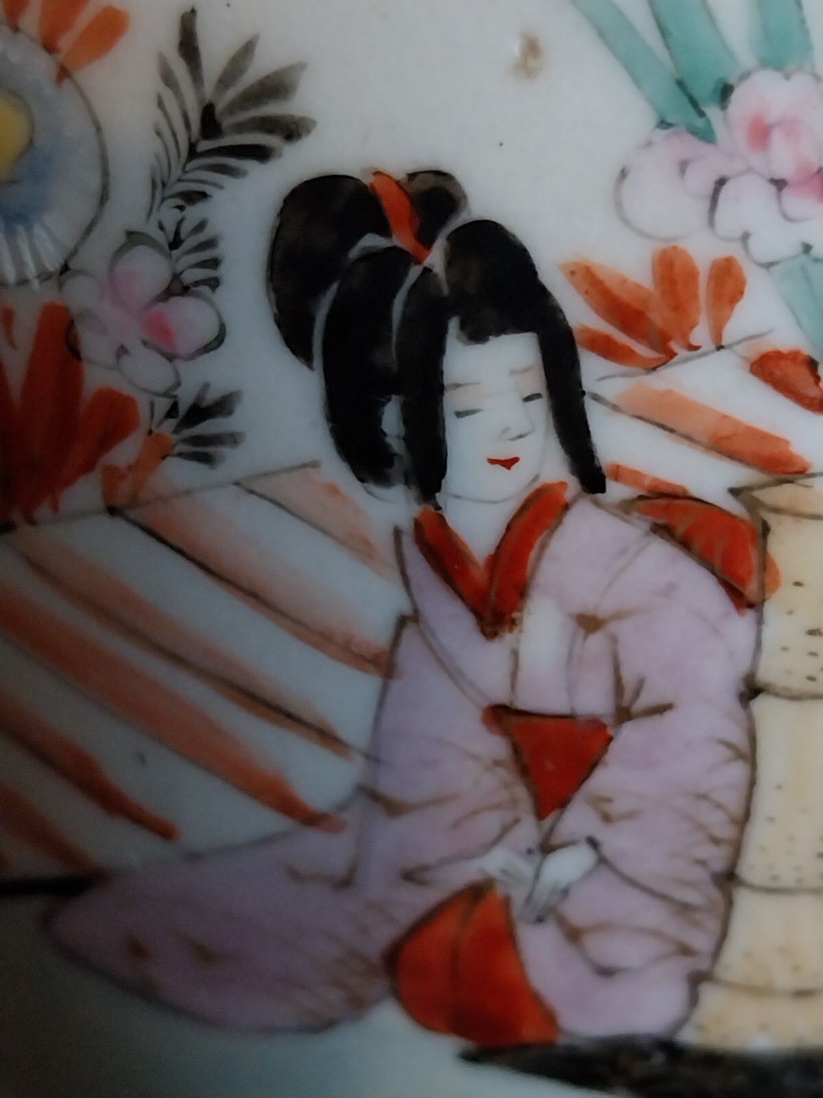 photo vinterior Antique Japanese Kutani Tea Pot With Porcelain Strainer Infuser Rare 19 Century